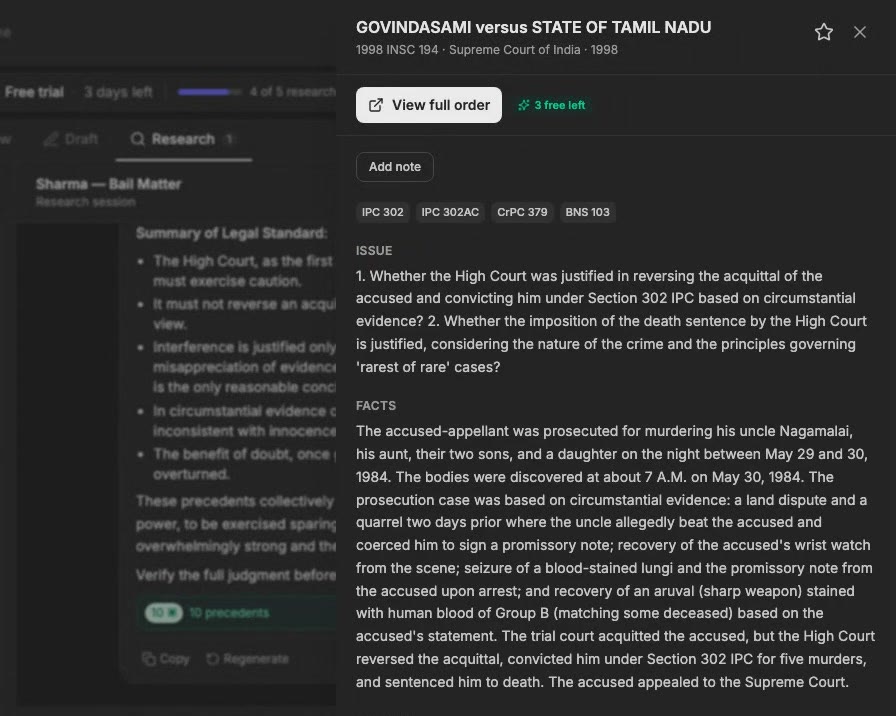 A case summary in LexPilot: issue, facts and holding with statute tags