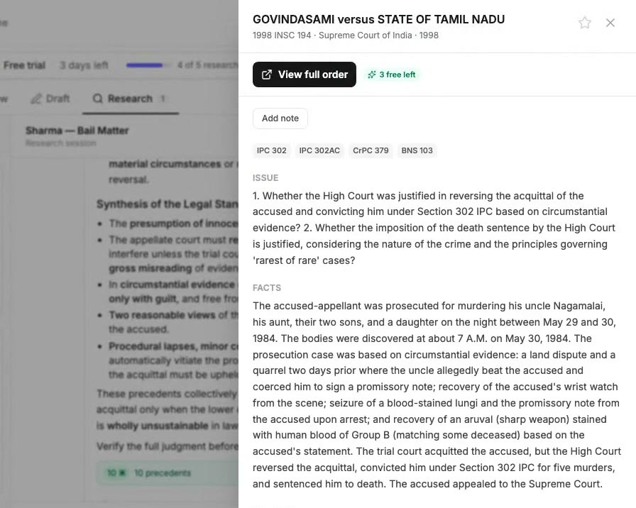 A case summary in LexPilot: issue, facts and holding with statute tags